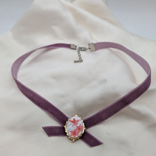 Naira Victorian brooch style white gold mirror acrylic velvet ribbon stainless steel