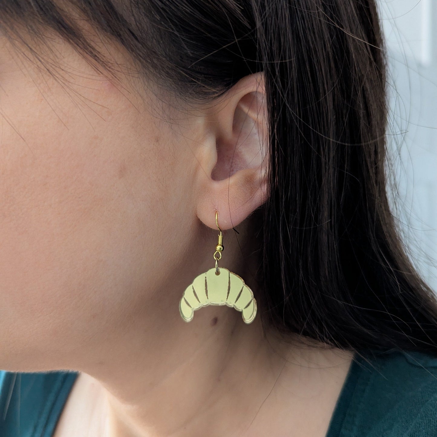 les croissant dore the croissants gold acrylic stainless steel hook earrings