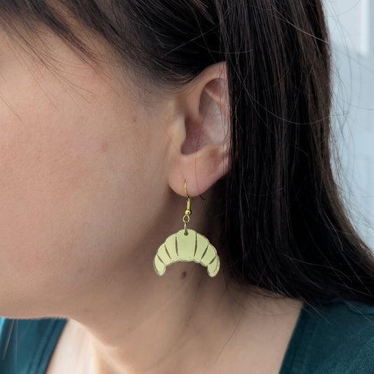 les croissant dore the croissants gold acrylic stainless steel hook earrings