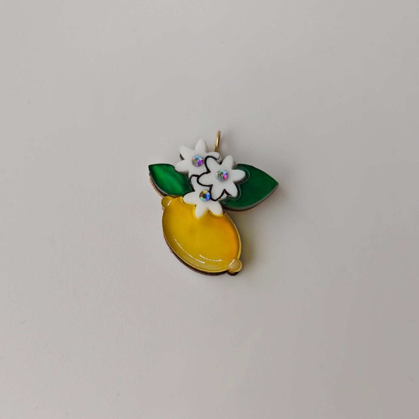 lemon sicilian flower leaves acrylic wood stainless steel sterling silver s925 yellow white marble green lightweight chain 40cm