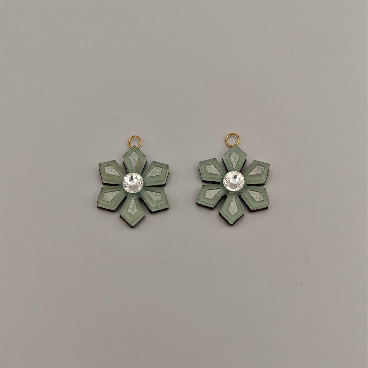 Snowflake light blue azure frosted rhinestone charm