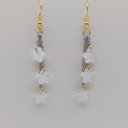 chained lowers earrings chain long white gold stainless steel acrylic hook
earrings statement bold light-wear comfortable hypoallergenic close