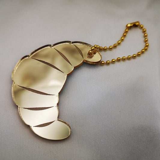 croissant boulangerie gold golden acrylic ball chain metallic mirror pastry 