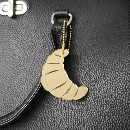 croissant boulangerie gold golden acrylic ball chain metallic mirror pastry 