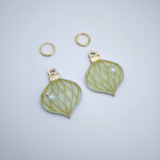 Golden threads light blue azure frosted onion charm hoop